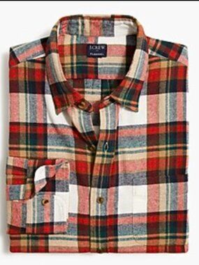 J. Crew Men's Ivory Plaid flannel shirt, Large, EUC